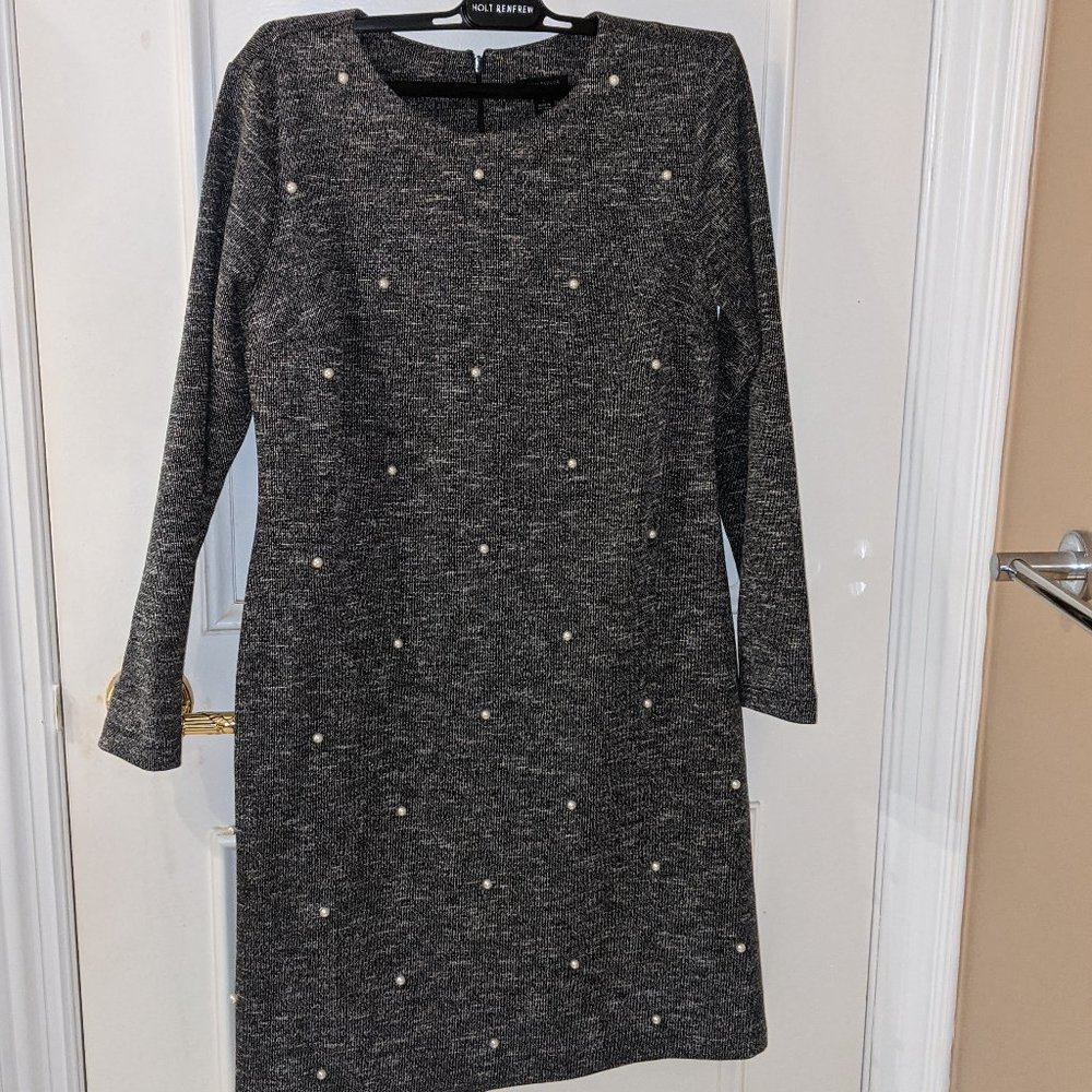 Ann Taylor Pearl-Embellished Long Sleeve Sheath Dress Size 2